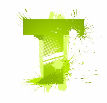 dripping colour art - Green abstract paint splashes font. Letter T. Vector on white background. Stock Photo - Budget Royalty-Free & Subscription, Code: 400-04714064
