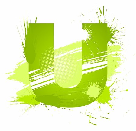 dripping colour art - Green abstract paint splashes font. Letter U. Vector on white background. Stock Photo - Budget Royalty-Free & Subscription, Code: 400-04714065