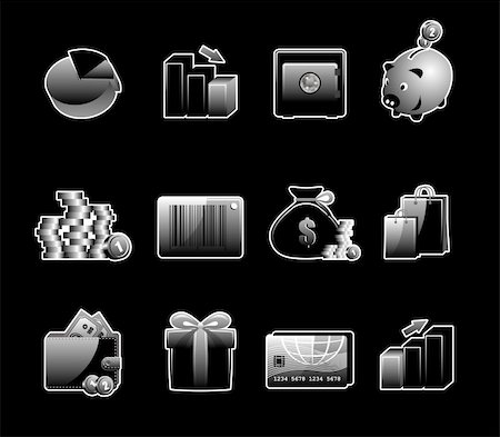 simsearch:400-04097382,k - Set of 12 glossy web icons. Shopping, business and money icon set. Part 4. (see other in my portfolio) Stock Photo - Budget Royalty-Free & Subscription, Code: 400-04714079
