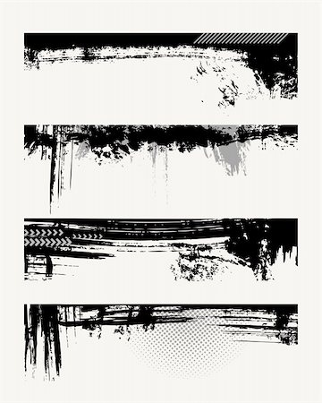 Set of grunge edges. Vector illustration in black color. Foto de stock - Super Valor sin royalties y Suscripción, Código: 400-04714165
