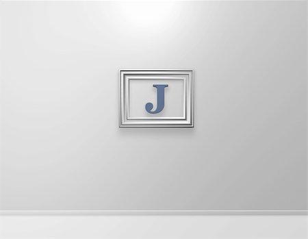 picture frame with letter j on white wall - 3d illustration Stock Photo - Budget Royalty-Free & Subscription, Code: 400-04714749