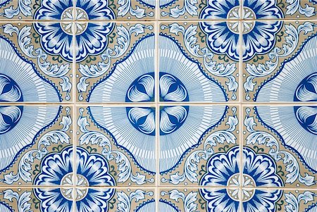 Ornamental old typical tiles from Portugal. Stock Photo - Budget Royalty-Free & Subscription, Code: 400-04715228