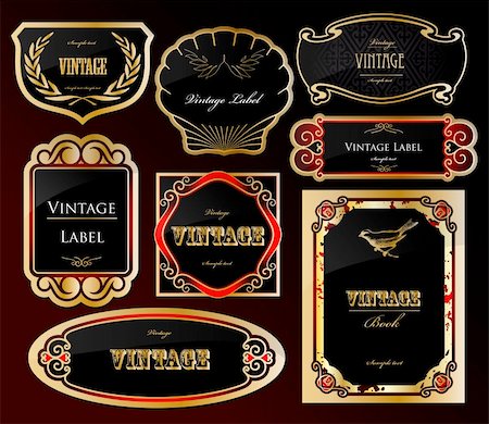 simsearch:400-05904254,k - Decorative black golden labels . Vector illustration Stock Photo - Budget Royalty-Free & Subscription, Code: 400-04715931