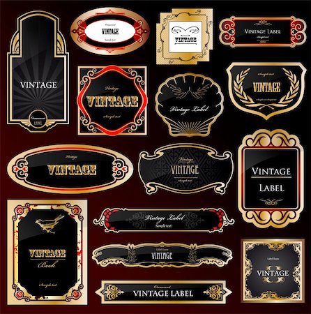 simsearch:400-05904254,k - Decorative black golden frames labels . Vector illustration Stock Photo - Budget Royalty-Free & Subscription, Code: 400-04715932
