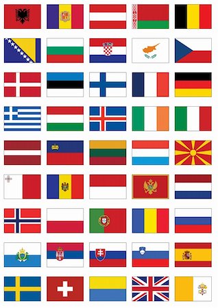 denmark and holland flag - Complete vector set of flags from Europe. All objects are grouped and tagged with the country name. Stock Photo - Budget Royalty-Free & Subscription, Code: 400-04717093