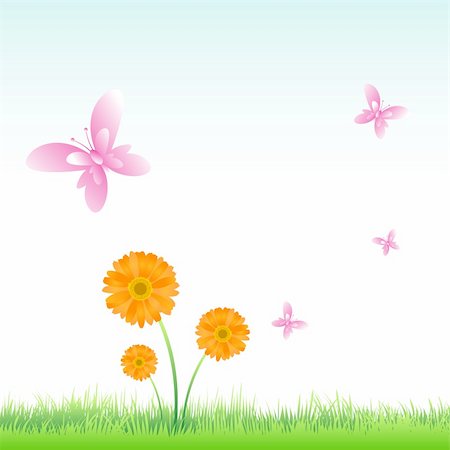 simsearch:400-04776674,k - illustration of vector flowers with butterflies flying around Stock Photo - Budget Royalty-Free & Subscription, Code: 400-04717609