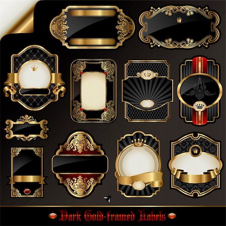 simsearch:400-05904254,k - vector set: black gold-framed labels in different styles Stock Photo - Budget Royalty-Free & Subscription, Code: 400-04717683