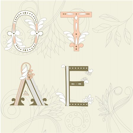 Letters O, T, A, E on floral background Photographie de stock - Aubaine LD & Abonnement, Code: 400-04717931