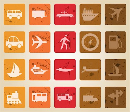 simsearch:400-03968548,k - Transportation set of different vector web icons. Retro style. Stock Photo - Budget Royalty-Free & Subscription, Code: 400-04719885