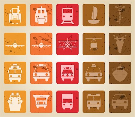 simsearch:400-03968548,k - Transportation set of different vector web icons. Retro style. Stock Photo - Budget Royalty-Free & Subscription, Code: 400-04719886