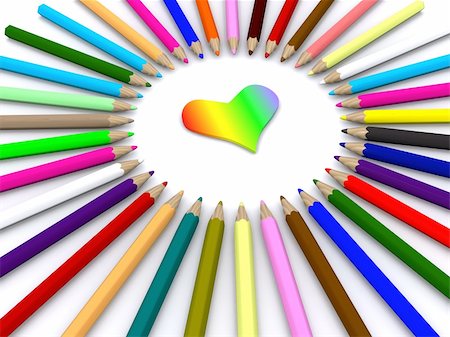 simsearch:400-04210608,k - color pencils around heart. 3D Stock Photo - Budget Royalty-Free & Subscription, Code: 400-04712018
