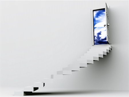 stairways to heaven pictures - stair to open door. 3d Stock Photo - Budget Royalty-Free & Subscription, Code: 400-04712225