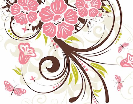 simsearch:400-05249552,k - Grunge floral background with butterfly, element for design, vector illustration Stock Photo - Budget Royalty-Free & Subscription, Code: 400-04713417