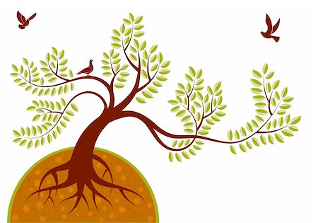 Background with Tree and bird, element for design, vector illustration Stock Photo - Budget Royalty-Free & Subscription, Code: 400-04713466