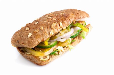 simsearch:400-05311244,k - Close up fresh sandwich isolated on white background. Foto de stock - Super Valor sin royalties y Suscripción, Código: 400-04713580