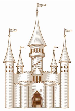 Sketch of fairy-tale castle on white background. Stock Photo - Budget Royalty-Free & Subscription, Code: 400-04713710