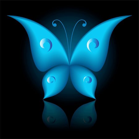 simsearch:400-06101053,k - Vector illustration of blue icon simply butterfly on black background Photographie de stock - Aubaine LD & Abonnement, Code: 400-04724163