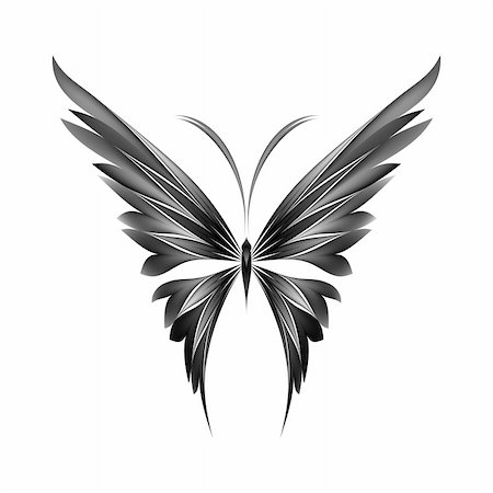 simsearch:400-06101053,k - Vector black & white illustration of icon simply butterfly Photographie de stock - Aubaine LD & Abonnement, Code: 400-04724180