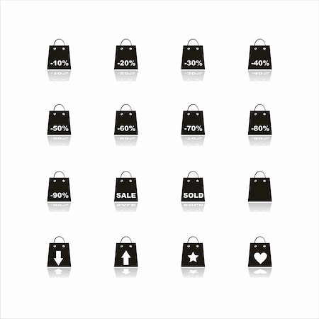 set of 16 shopping bags signs Stock Photo - Budget Royalty-Free & Subscription, Code: 400-04724543
