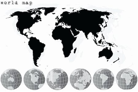 simsearch:400-04144101,k - black world map and grey earth globes Stock Photo - Budget Royalty-Free & Subscription, Code: 400-04724993