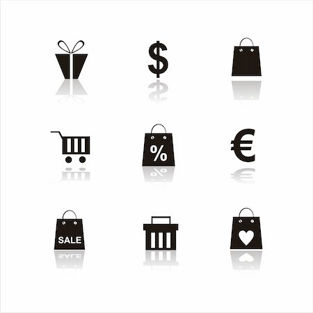 set of 9 shopping black icons Stock Photo - Budget Royalty-Free & Subscription, Code: 400-04725852