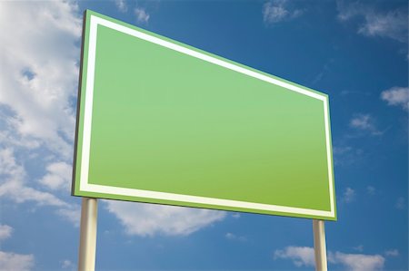 ramps on the road - Green sign in front of a blue sky (insert your own text) Stock Photo - Budget Royalty-Free & Subscription, Code: 400-04726921