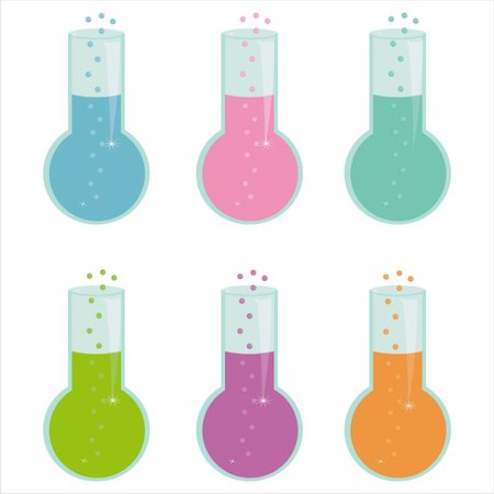 simsearch:400-05713485,k - set of 6 colorful chemical bottles icons Stock Photo - Budget Royalty-Free & Subscription, Code: 400-04727300