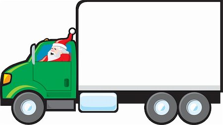 Santa driving a delivery truck. The side of the truck is blank and ready for a company logo, Holiday greeting, sale announcement, etc. Stock Photo - Budget Royalty-Free & Subscription, Code: 400-04727389