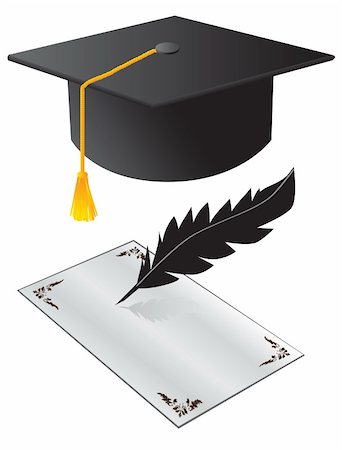 Hat and a paper on graduation. Vector illustration. Vector art in Adobe illustrator EPS format, compressed in a zip file. The different graphics are all on separate layers so they can easily be moved or edited individually. The document can be scaled to any size without loss of quality. Stock Photo - Budget Royalty-Free & Subscription, Code: 400-04727464