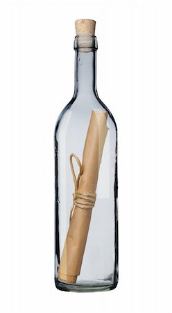 simsearch:700-02080402,k - Bottle with message isolated, white background, clipping path. Stock Photo - Budget Royalty-Free & Subscription, Code: 400-04727646
