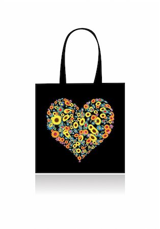 simsearch:400-04837197,k - Shopping bag design, floral heart shape Stock Photo - Budget Royalty-Free & Subscription, Code: 400-04727815