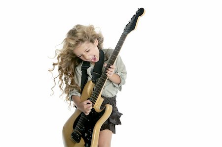 simsearch:400-04652753,k - little blond girl playing electric guitar hardcore wind blowing hair Stock Photo - Budget Royalty-Free & Subscription, Code: 400-04727869