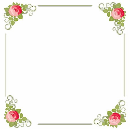 flower border design of rose - Vector graphic of Rose with leaves, vector illustration - illustration for your design Stock Photo - Budget Royalty-Free & Subscription, Code: 400-04728521