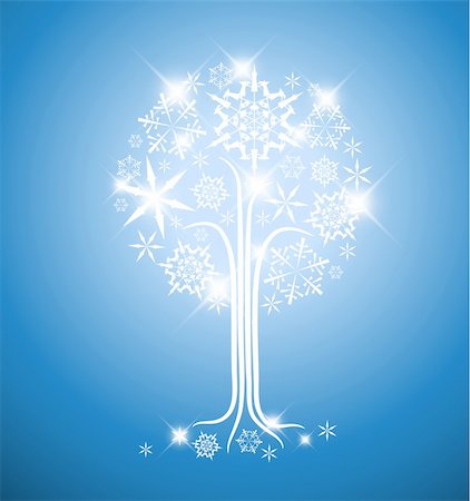 simsearch:400-07900302,k - Christmas winter abstract tree vector illustration with snowflakes Stock Photo - Budget Royalty-Free & Subscription, Code: 400-04729073
