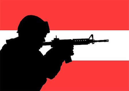 simsearch:400-04072400,k - Silhouette of a Austrian soldier with the flag of Austria in the background Stock Photo - Budget Royalty-Free & Subscription, Code: 400-04729514