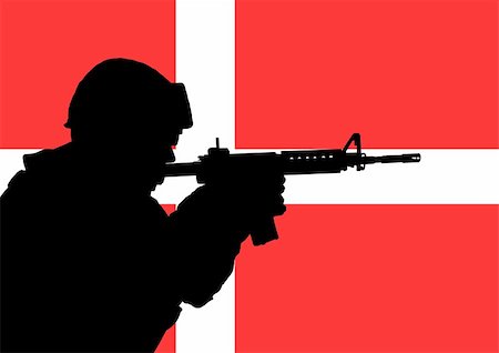 simsearch:400-04072400,k - Silhouette of a Danish soldier with the flag of Denmark in the background Stock Photo - Budget Royalty-Free & Subscription, Code: 400-04729559