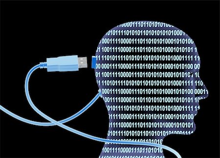 Binary code - USB cable and human head Stock Photo - Budget Royalty-Free & Subscription, Code: 400-04720743