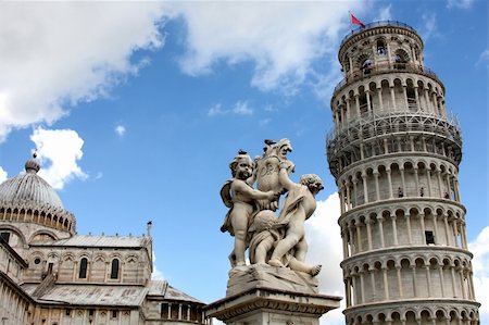 simsearch:400-05369313,k - Leaning tower and statue angel in Pisa, Tuscany, Italy Stock Photo - Budget Royalty-Free & Subscription, Code: 400-04720864