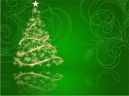 stylized Christmas tree on decorative background Stock Photo - Budget Royalty-Free & Subscription, Code: 400-04722988