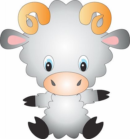 ram animal side view - illustration of isolated cartoon ram on white background Stock Photo - Budget Royalty-Free & Subscription, Code: 400-04723163