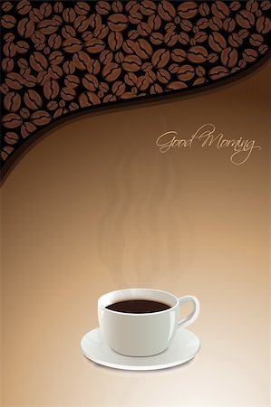 simsearch:400-04414723,k - illustration of hot coffee with coffee beans and good morning text Foto de stock - Super Valor sin royalties y Suscripción, Código: 400-04734114