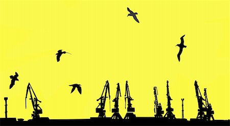 vector silhouette shipyard on yellow background Photographie de stock - Aubaine LD & Abonnement, Code: 400-04734994