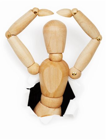 simsearch:400-04748544,k - Wooden man leaned out of the hole in paper Stock Photo - Budget Royalty-Free & Subscription, Code: 400-04735008