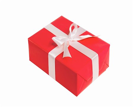 simsearch:400-04886615,k - Red gift box with white ribbon bow isolated on white Stock Photo - Budget Royalty-Free & Subscription, Code: 400-04735170