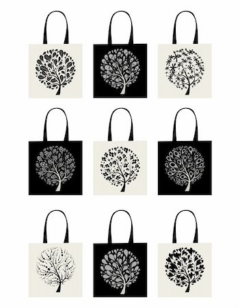 simsearch:400-04837197,k - Shopping bag collection, art tree design Stock Photo - Budget Royalty-Free & Subscription, Code: 400-04735390