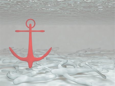 sturdy - 3d render of anchors on seabed Stock Photo - Budget Royalty-Free & Subscription, Code: 400-04735859