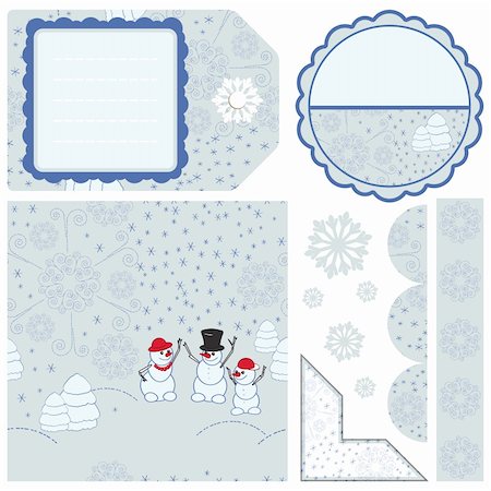 simsearch:400-07257578,k - Christmas seamless patter with a family of snowmen and other elements to your design. Foto de stock - Super Valor sin royalties y Suscripción, Código: 400-04736868