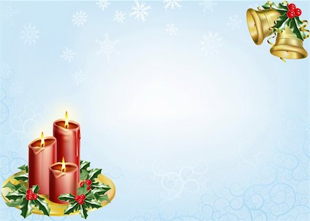 a christmas background with candles, bells and holly. Stock Photo - Budget Royalty-Free & Subscription, Code: 400-04738456
