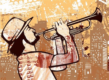 simsearch:400-04863651,k - Vector illustration of a trumpeter on a grunge background Stock Photo - Budget Royalty-Free & Subscription, Code: 400-04739009