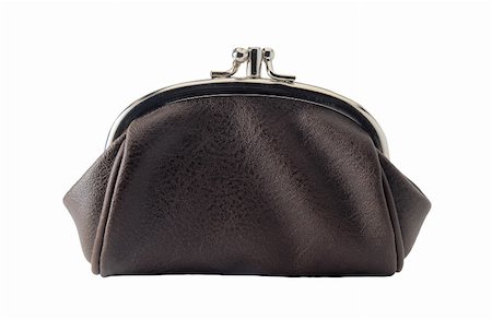Vintage leather black purse isolated on white background Stock Photo - Budget Royalty-Free & Subscription, Code: 400-04739061